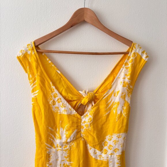 Anthropologie Maeve Pineapple Print Linen Blend Midi Dress - Picture 4 of 8